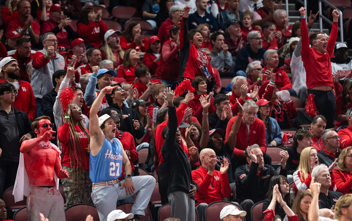 Houston fans cheer for their team in the first round of the 2025 NCAA Division I Men’s Basketball Championship.