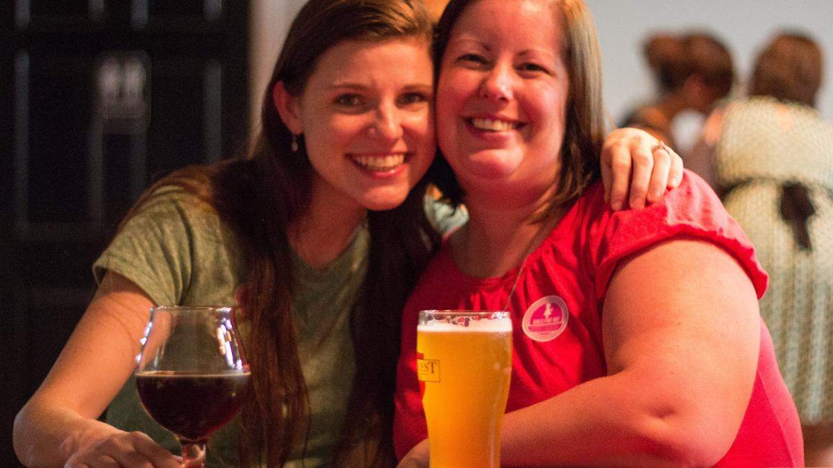 This photo features women at a meeting of the Girls Pint Out chapter in Columbia, South Carolina.
