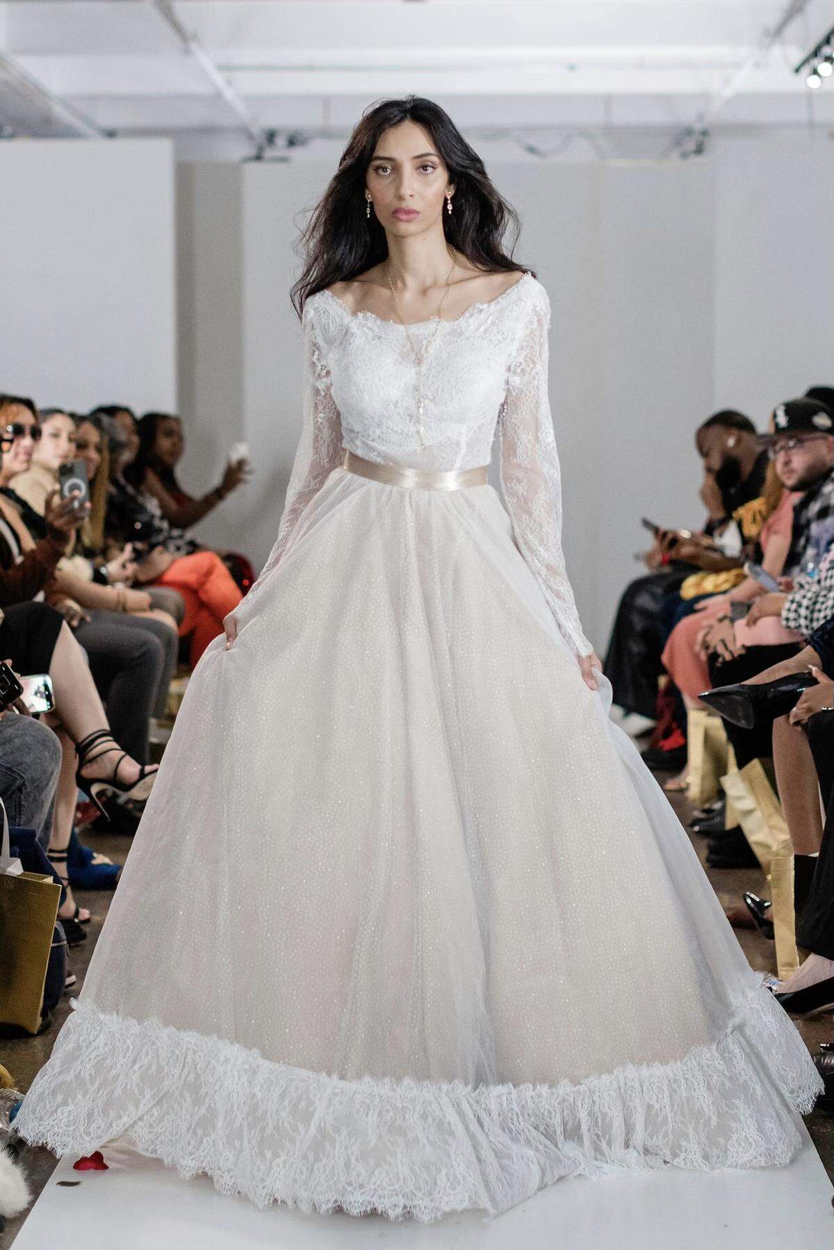One of the gowns that Alicia Ybarra of Vanya Designs Bridal showed at New York Fashion Week last month.