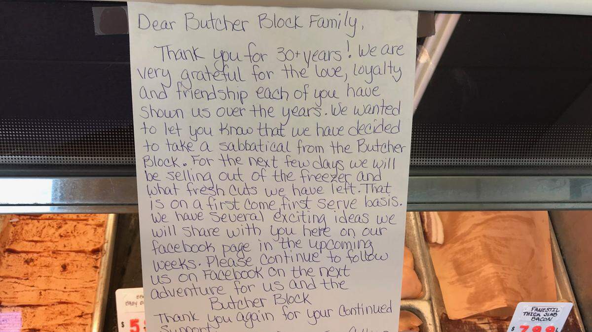 Butcher Block owners Danny and Tina Collins are going on a sabbatical after selling all the inventory at their longtime Maize store. Within a month, they say they’ll have news about the store’s next iteration.
