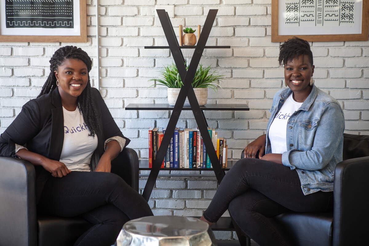 Wichita sisters Deborah Gladney, right, and Angela Muhwezi-Hall, left, co-created the app QuickHire, a job search platform for people in manufacturing, service, retail or other similar fields outside of white-collar employment. The coronavirus pandemic pushed them to launch the app, which officially went online in early September.
