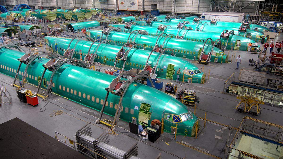737 fuselages at Spirit AeroSystems in Wichita.
