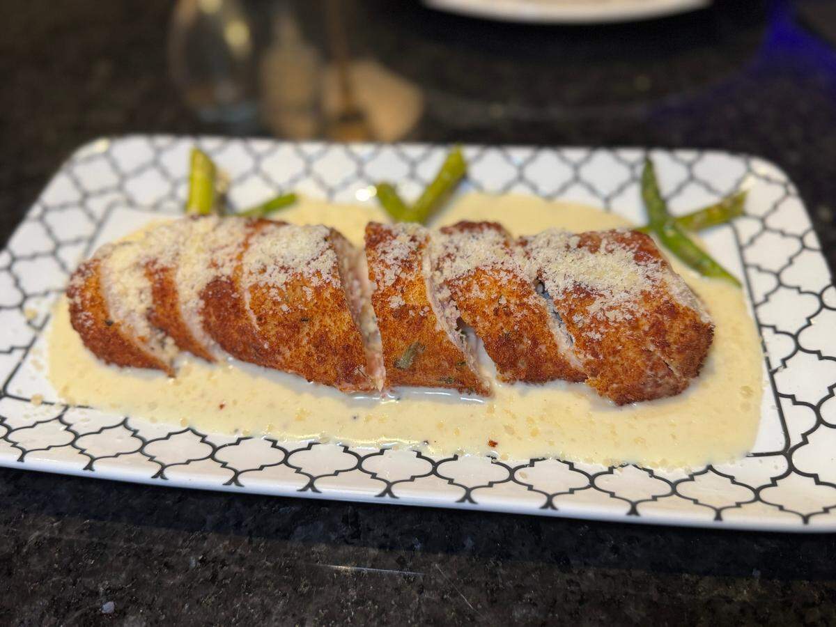 KVH’s chicken cordon bleu is served over a flavorful bechamel sauce.