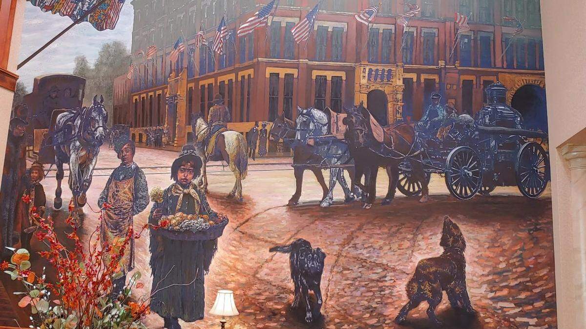 Wichita artist Steve Murillo says he painted the mural that sits in the lobby of the Eaton Place in downtown Wichita. He was approached about the project in 2001.