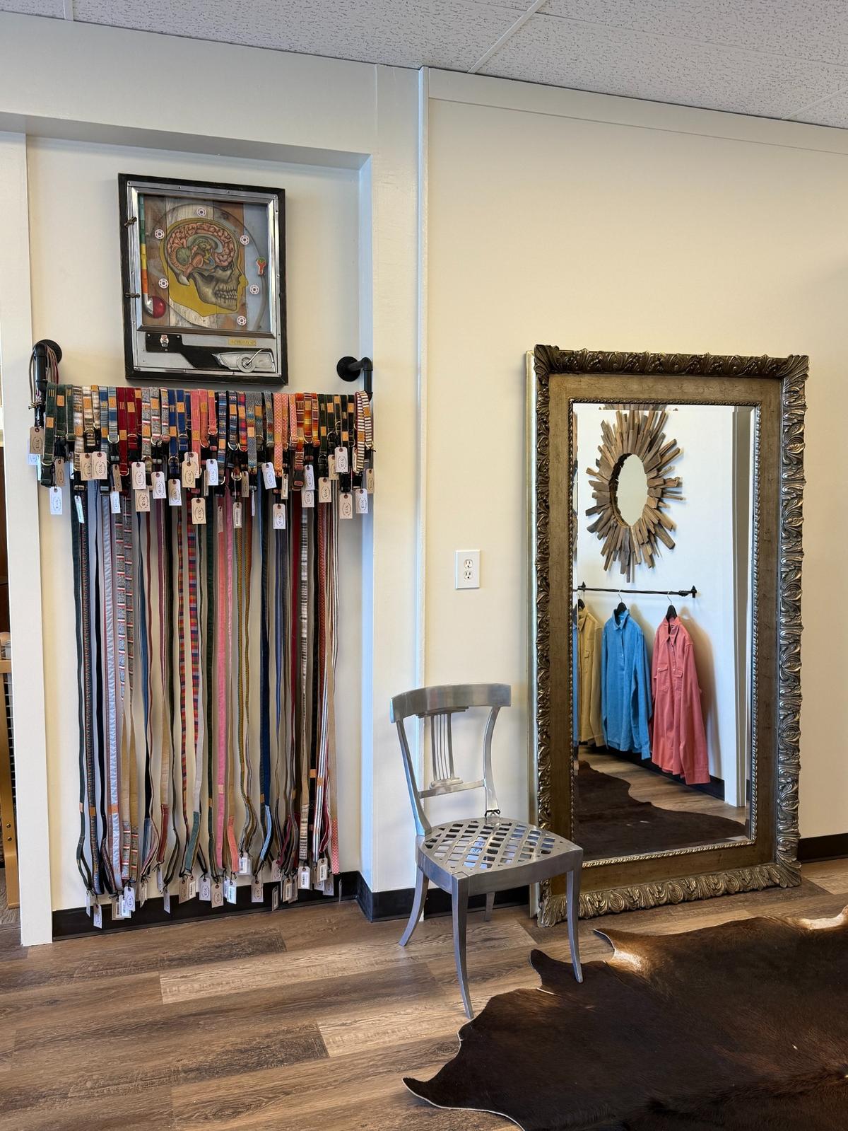 Matching leashes and collars are some of the items available for dogs at the new Frank & Fido at Lincoln Heights Village.