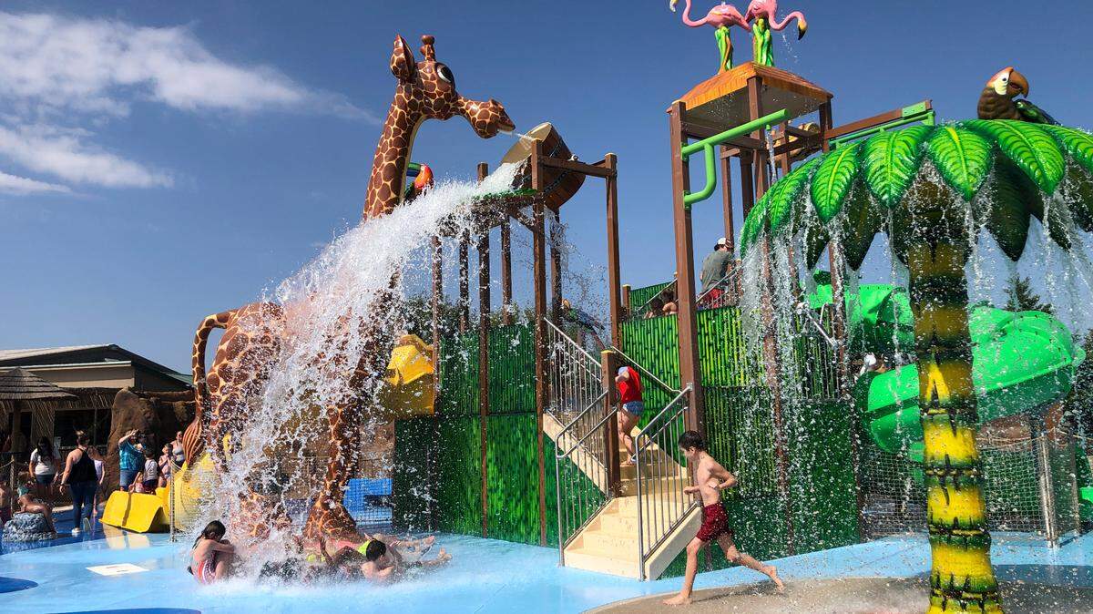 Tanganyika Wildlife Park’s splash park in Goddard on Sept. 4, 2020.