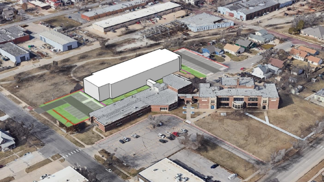 A rendering of how Wichita’s planned Multi-Agency Center would appear located in the former Park Elementary building at 1025 N. Main. The school board voted to give the city an option on the building.