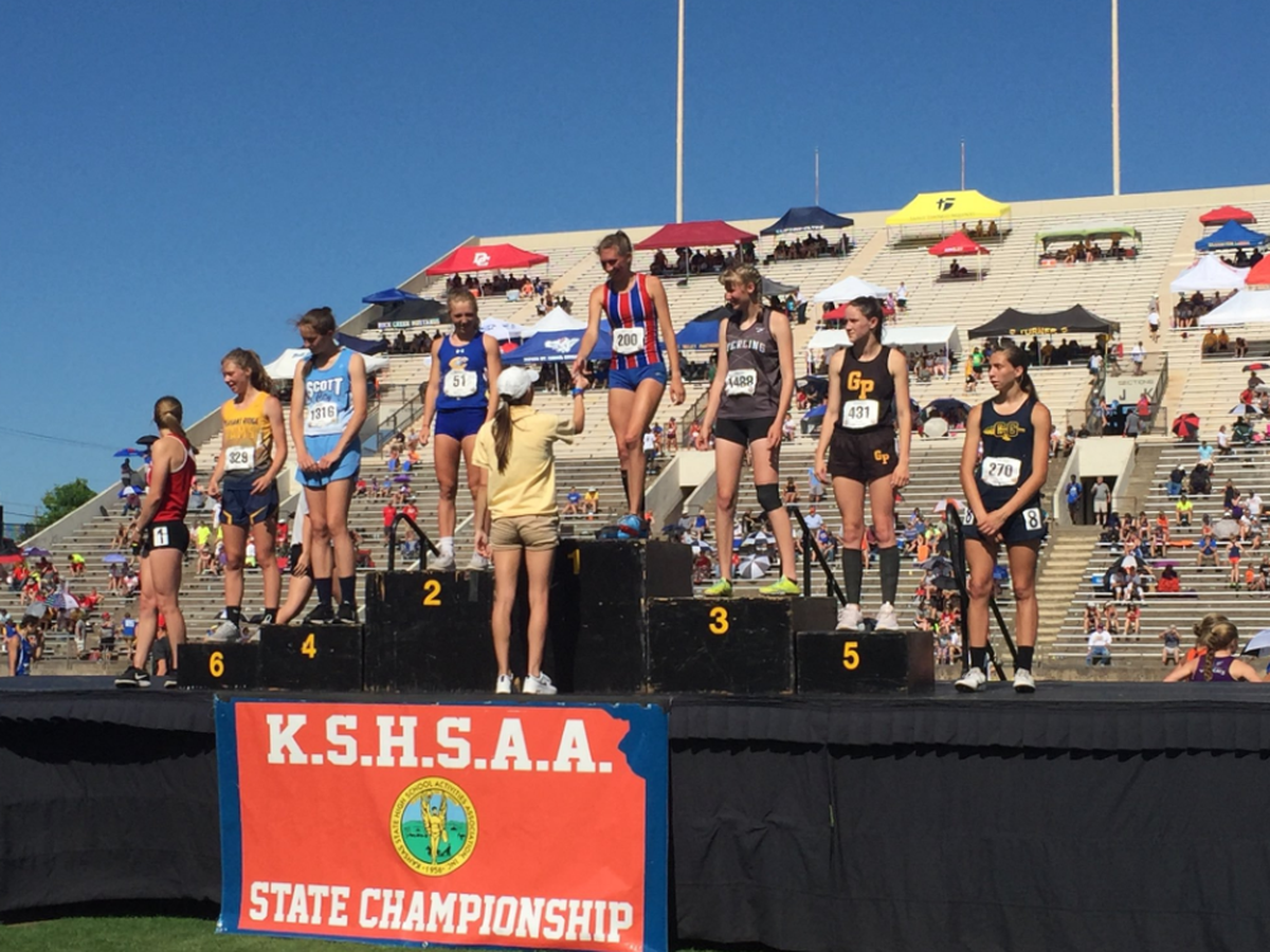 Cheney junior Layne Needham won the 100- and 300-meter hurdles at the Kansas high school track and field meet.