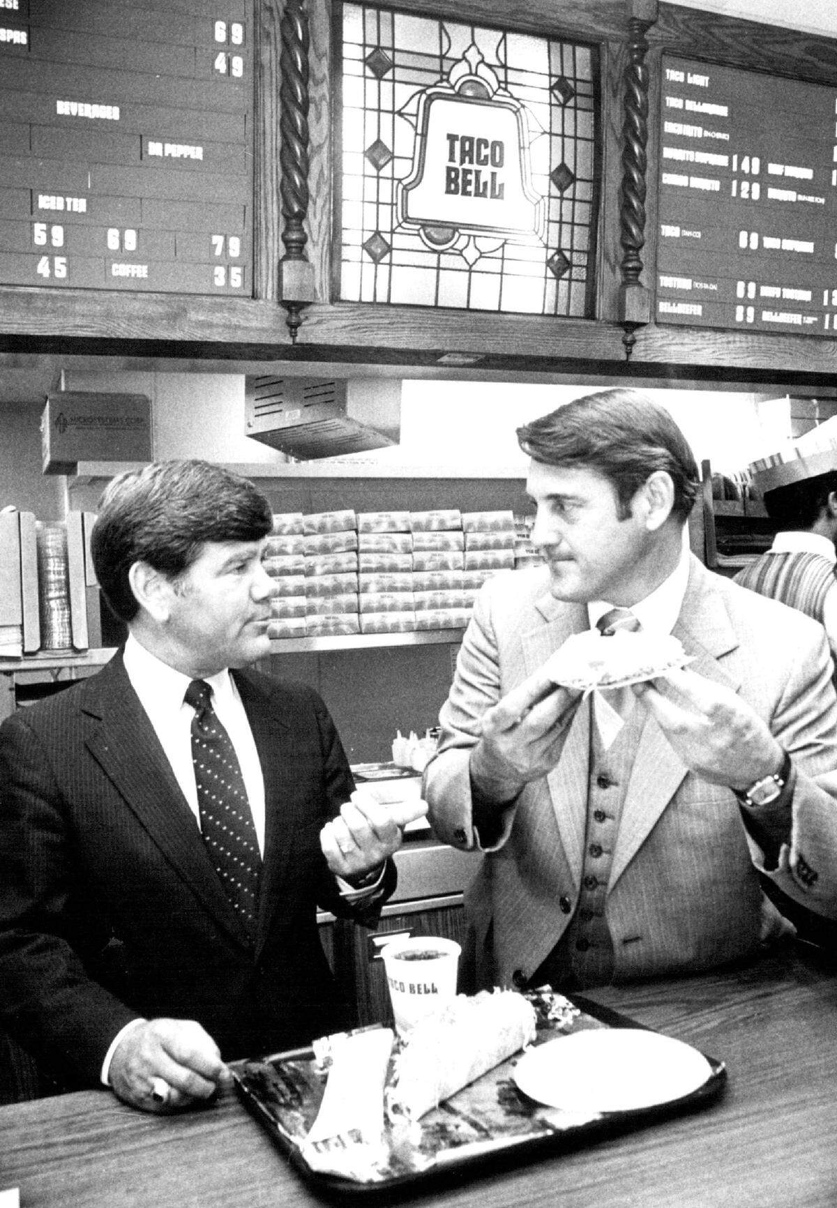 Taco Bell executives are pictured in 1983, the day the chain’s first restaurant opened in Wichita.