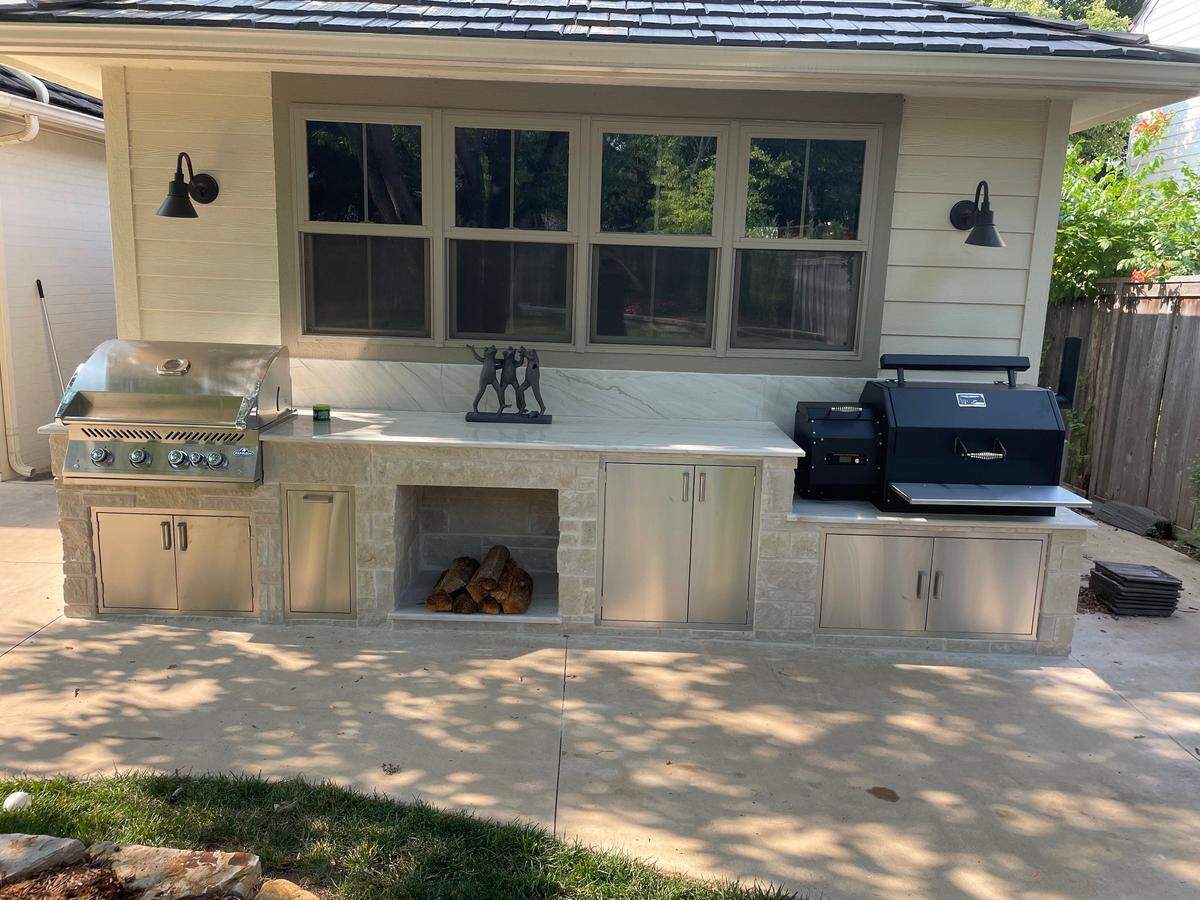 All Things BBQ does a variety of outdoor kitchen work, including working with stone and tile.