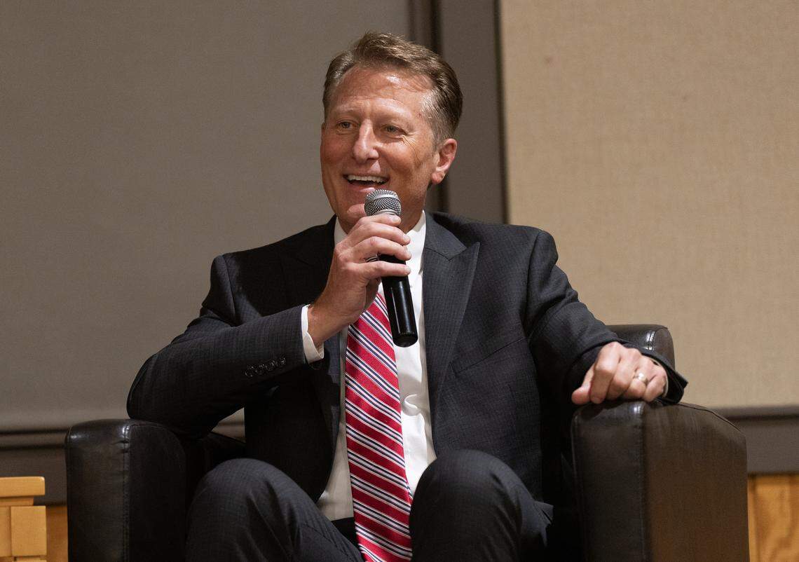 Dennis Marstall, one of three finalists to become Wichita’s next city manager, speaks at a public forum at Botanica. 