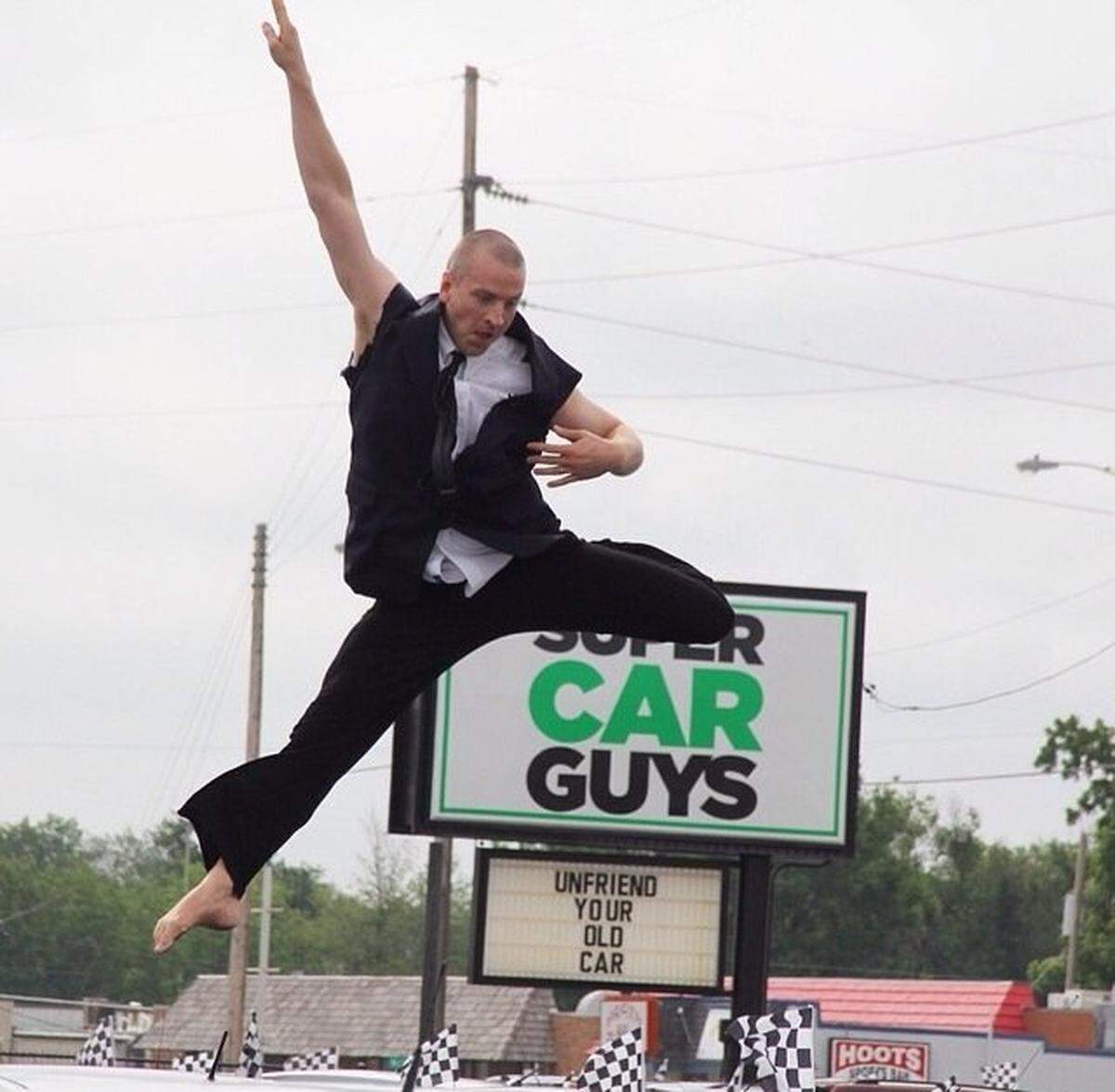 Aaron Wirtz has a dance and theater background that helped him with the sometimes acrobatic work he did for Super Car Guys commercials.