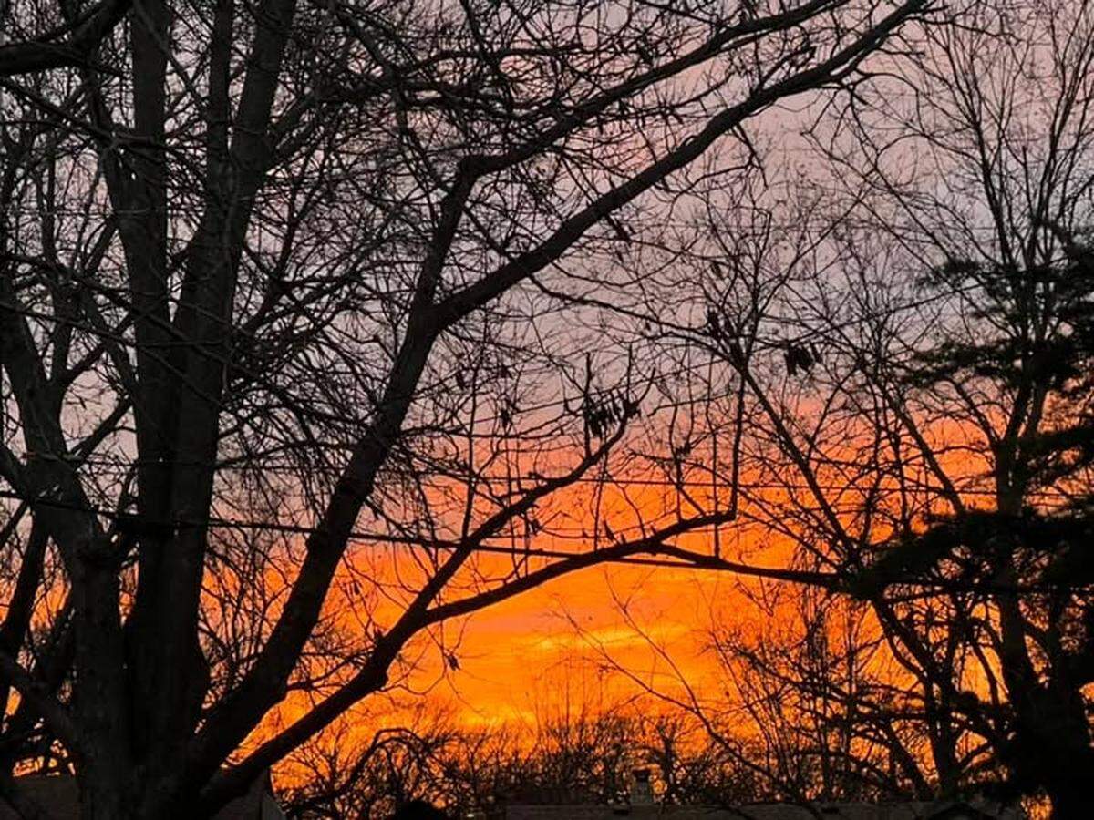 Even power lines and barren trees can’t ruin the sunsets out the back door of Carrie Rengers’ Riverside home.