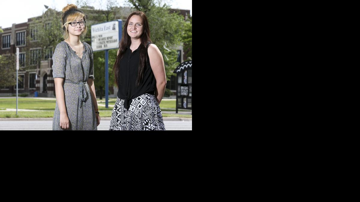 Jessica Saysombat, left, and Alexis Banzet were suspended from East High School for posting some fliers that contained vulgarities protesting the dress code. 

