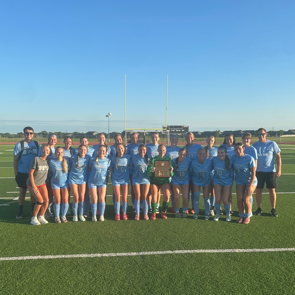 The Goddard Eisenhower girls soccer team advanced to the Class 5A quarterfinals with a regional championship on Thursday to improve their record to 18-0 season.