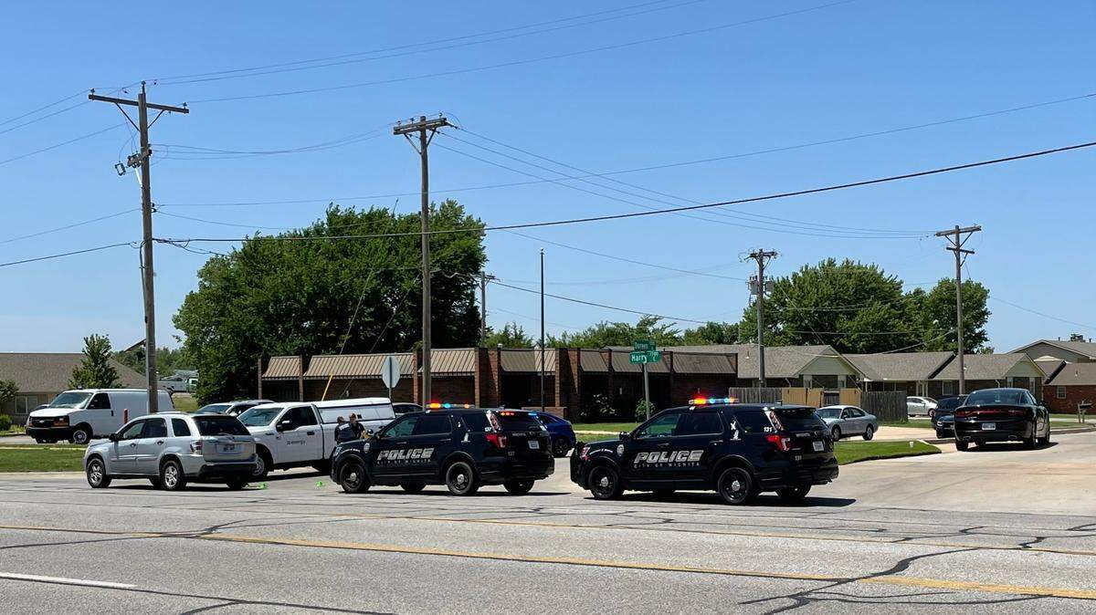 Police on scene of a shooting call in the intersection of Harry and Doreen in east Wichita where Sedgwick County EMS transported a 14-year-old with life threatening injuries to a nearby hospital.