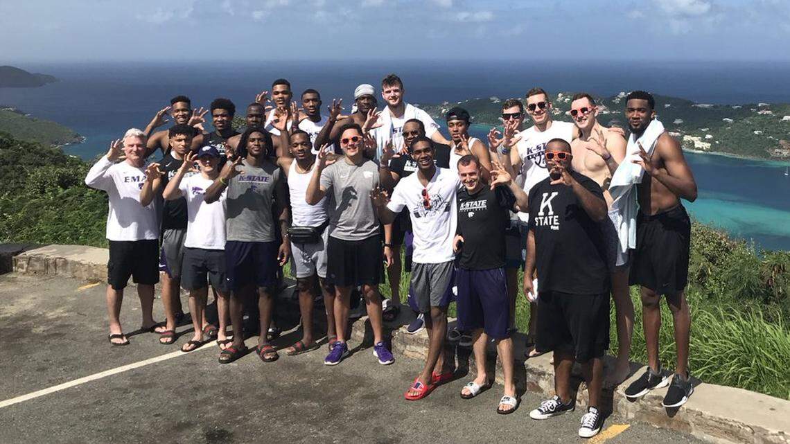 K-State basketball players and coaches in the Virgin Islands (Courtesy photo, K-State athletics)