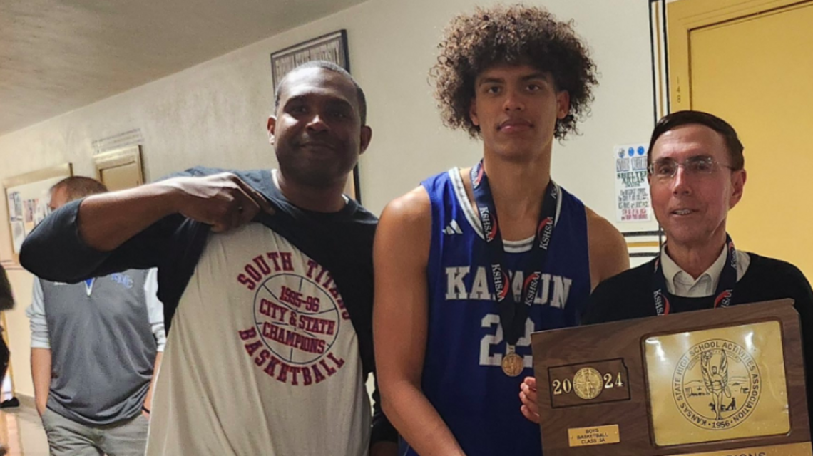 Father-son duo celebrate winning basketball state title both for Kapaun coach Steve Eck