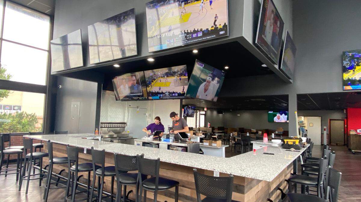 The Angry Elephant Burgers, Brew & Que is opening soon in a former Burger King building near 47th and Broadway.