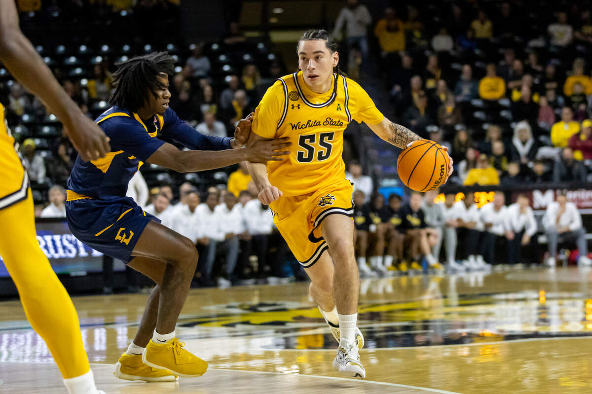 Wichita State point guard Bijan Cortes looks to make a play against East Tennessee State in a game earlier this season at Koch Arena.