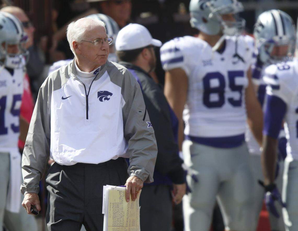 Kansas State head coach Bill Snyder on the sidelines against Oklahoma at Memorial Stadium in Norman, Okla., on Saturday, Oct. 18, 2014. K-State won, 31-30. (Bo Rader/Wichita Eagle/MCT)