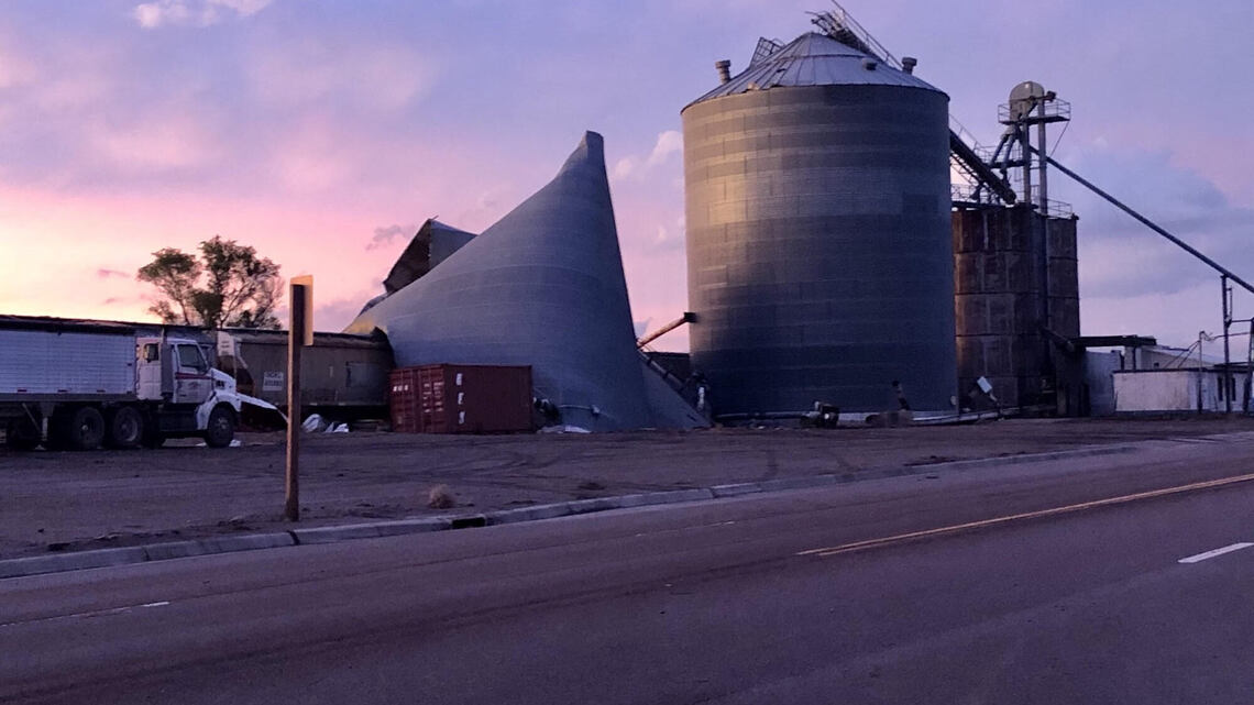 Damage assessment after tornado hits northwest Kansas town; firefighter injured