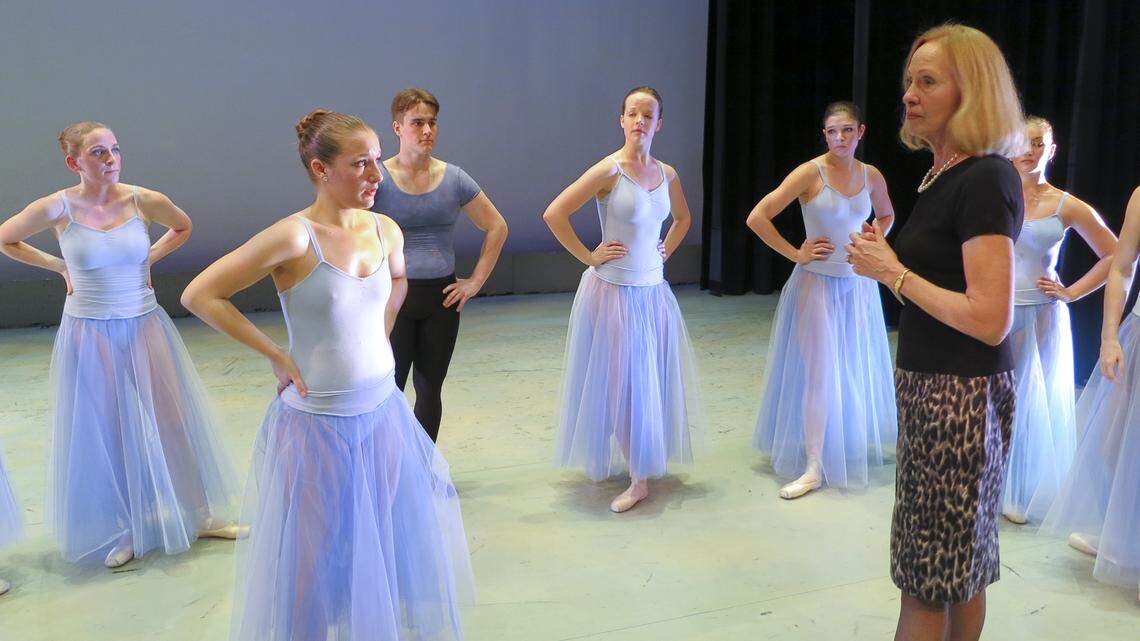 Sharon Rogers, associate professor of dance at Friends University, supervises a ballet rehearsal in 2012. Sharon and Stan Rogers, who launched Friends' ballet program 30 years ago, are leaving the university.