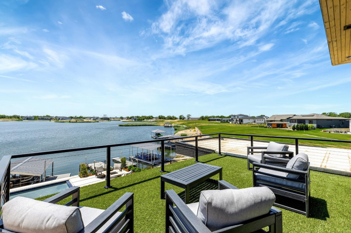 A look at the patio and a view of the water at 4835 W. Brisco in Emerald Bay Estates in west Wichita.