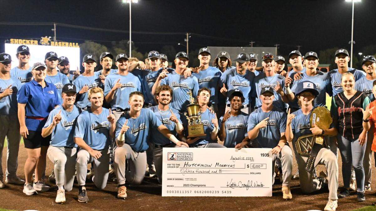 The Hutchinson Monarchs captured a stunning 6-3 win over the Santa Barbara Foresters in the NBC World Series championship game at Eck Stadium on Saturday. It was the first national title in the Monarchs’ history.