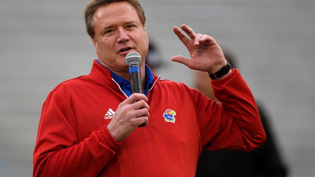 Kansas fans welcome the Jayhawks home Tuesday, April 5, 2022, to Booth Memorial Stadium in Lawrence, where KU coach Bill Self addressed the crowd. KU beat North Carolina on Monday night for the national championship.