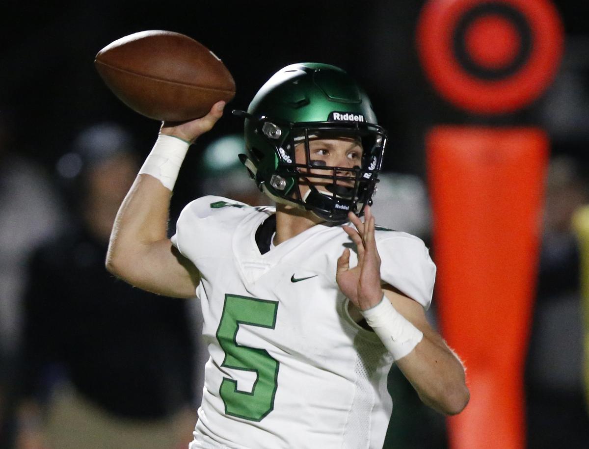 Derby quarterback Hunter Igo in action against Maize. (October 19, 2018)