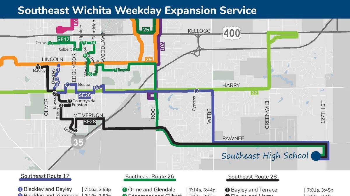 Wichita Transit has reconfigured some routes to transport students to Southeast High School.