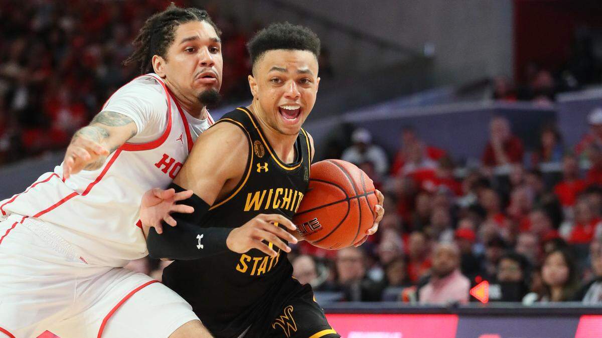 Wichita State’s Xavier Bell drives to the basket against Houston in an 83-66 loss to the No. 1-ranked Cougars on Thursday.