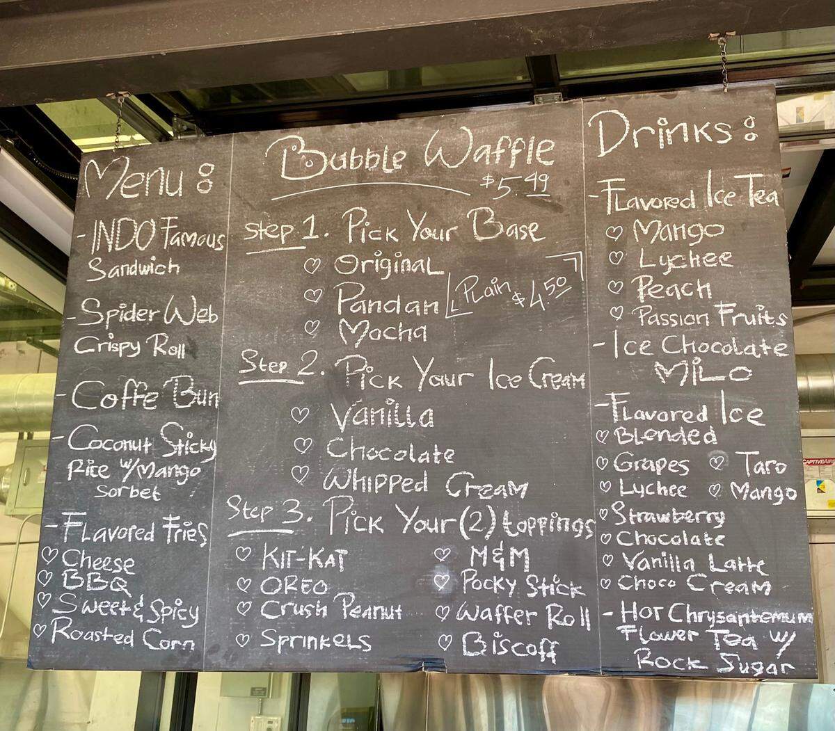 The menu at Sweet House in Union Station