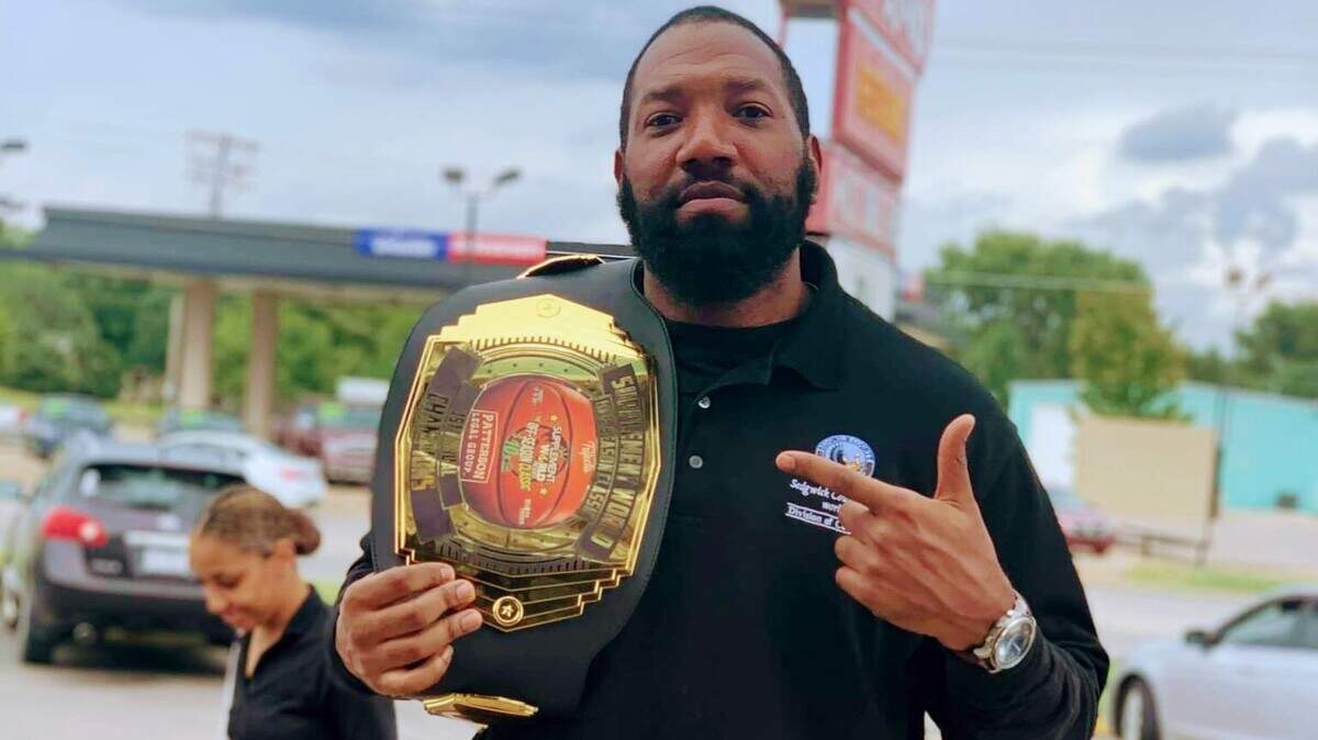 Former Wichita East standout Taj Gray was a member of the Oklahoma-based championship team this weekend in Wichita’s Supplement World Off-Season Classic tournament.