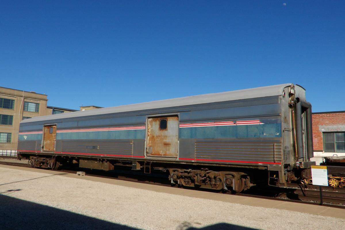 The Great Plains Transportation Museum is converting this 1953 former baggage car train into an event center. The doors of the car rusted because they are steel, but the body of the car did not since it is stainless steel.