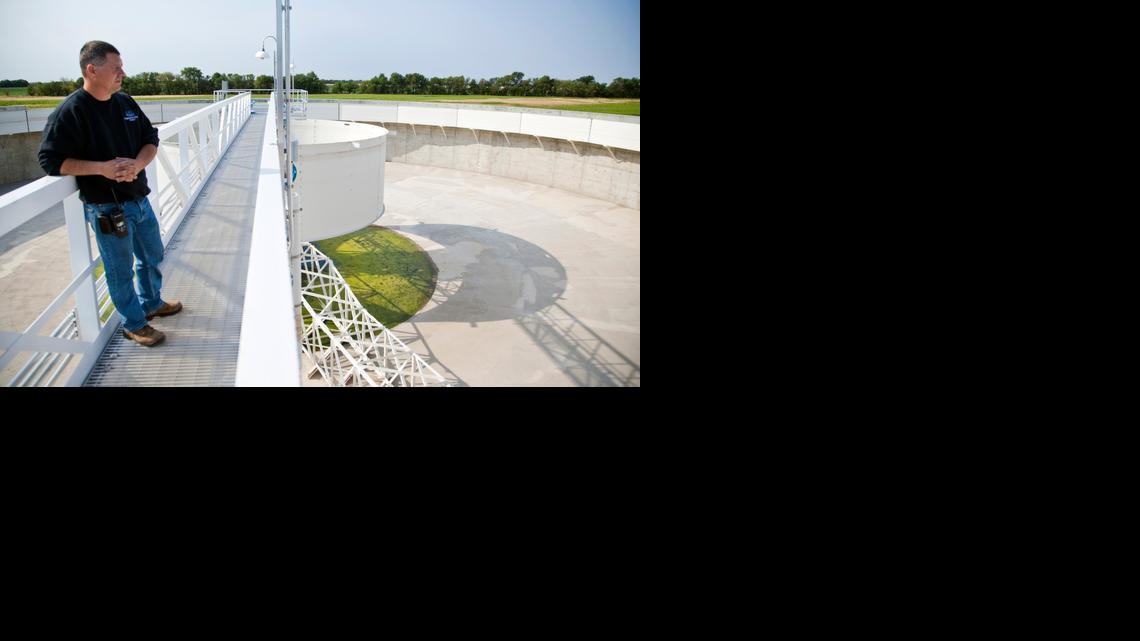 Electronic technician Tony Koehn looks over the empty pre-sedimentation basin at the Equus Beds Aquifer Storage and Recovery (ASR) Project on Aug. 17, 2012. According to the City of Wichita's website, "the ASR Project involves pumping water out of the Little Arkansas River following periods of heavy rainfall, treating it to drinking-water quality, and injecting it into the Equus Beds aquifer, a major source of Wichita's water. The water is stored in the aquifer - an underground layer of sand and gravel that can hold water - until it is needed. The project will ultimately put up to 100 million gallons of water a day into the aquifer - water that can be recovered by wells and sent to Wichita and its customers."

