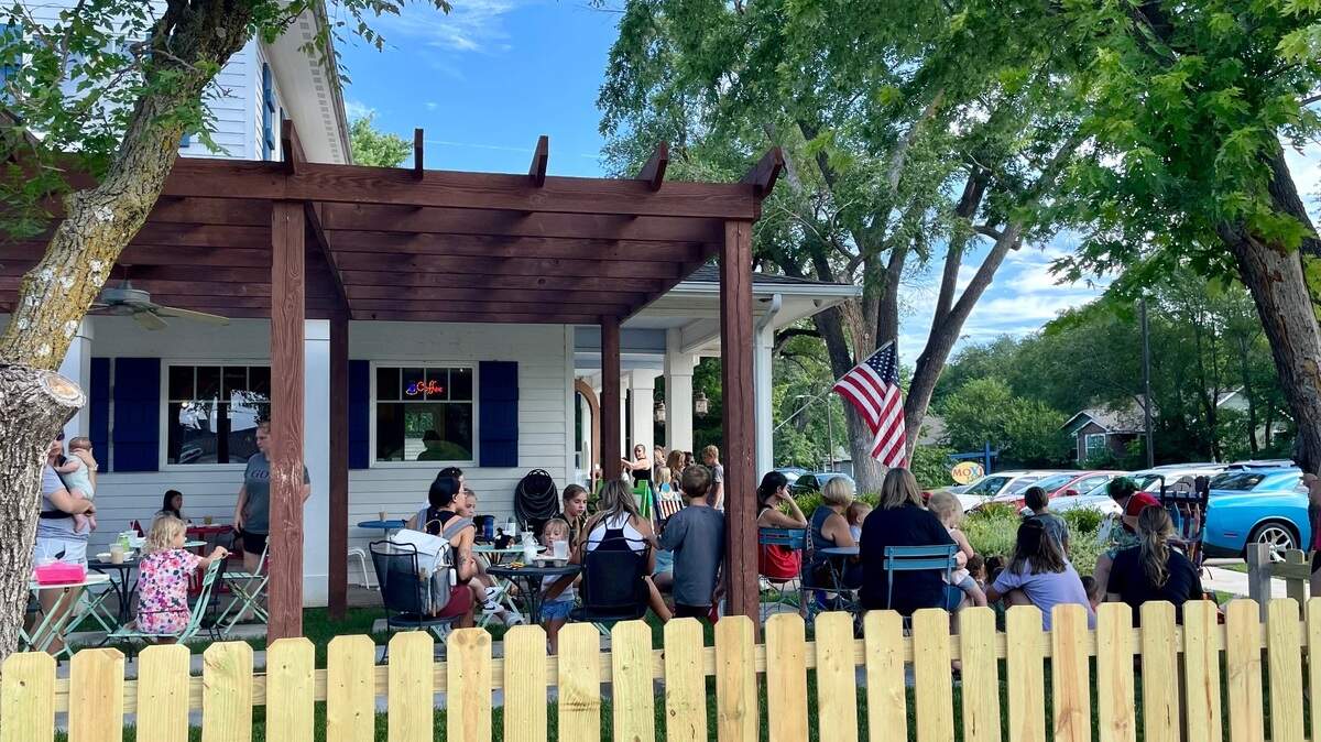 MOXI Junction owner Joanna Kilgore is working on plans for a second MOXI, this time in Kechi at a new art park the city is starting. She said outdoor seating, which will be open onto a park, will be similar to this seating she already has at the MOXI in Maize.