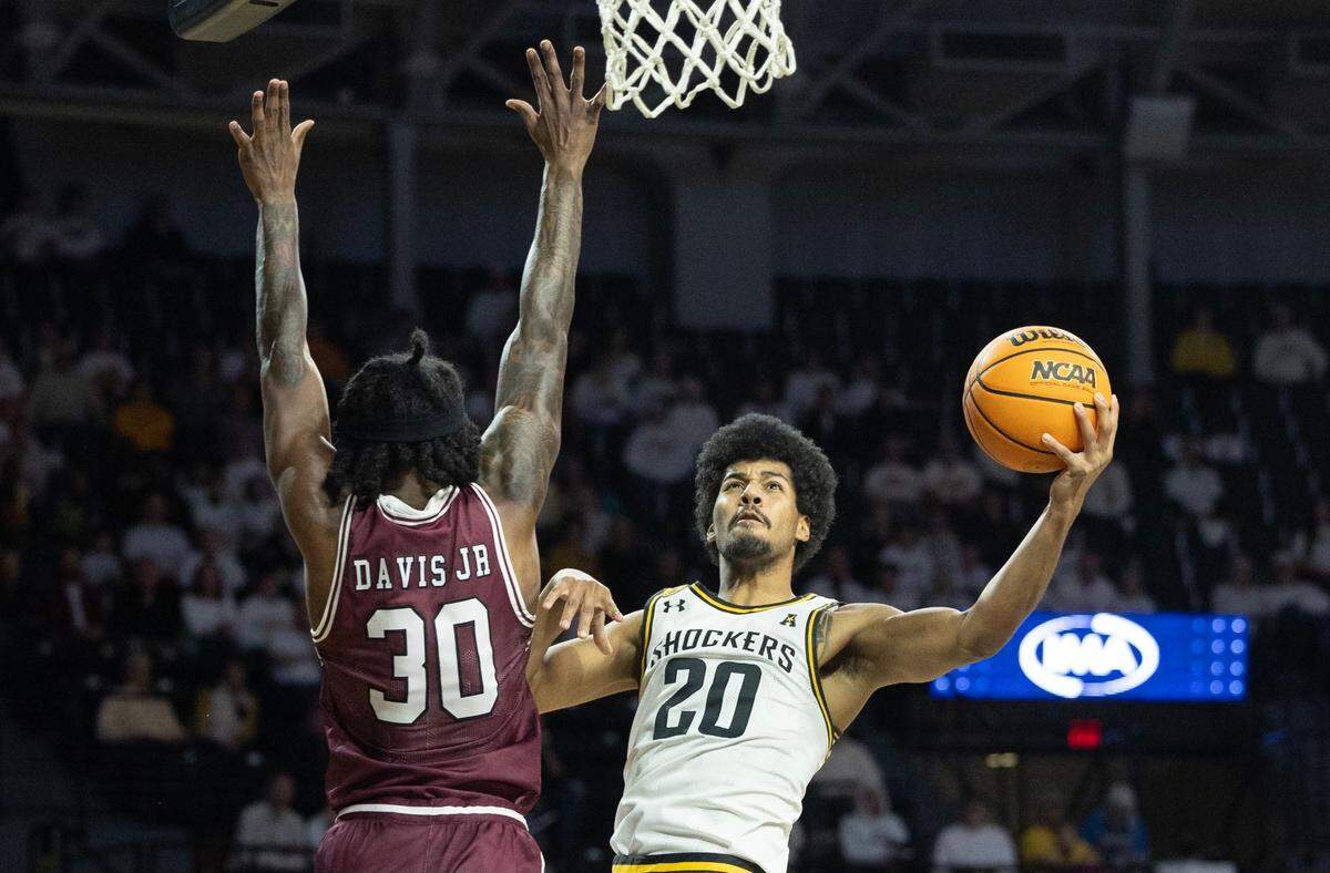 Wichita State’s Harlond Beverly attacks the rim against Southern Illinois in a Saturday game at Koch Arena.