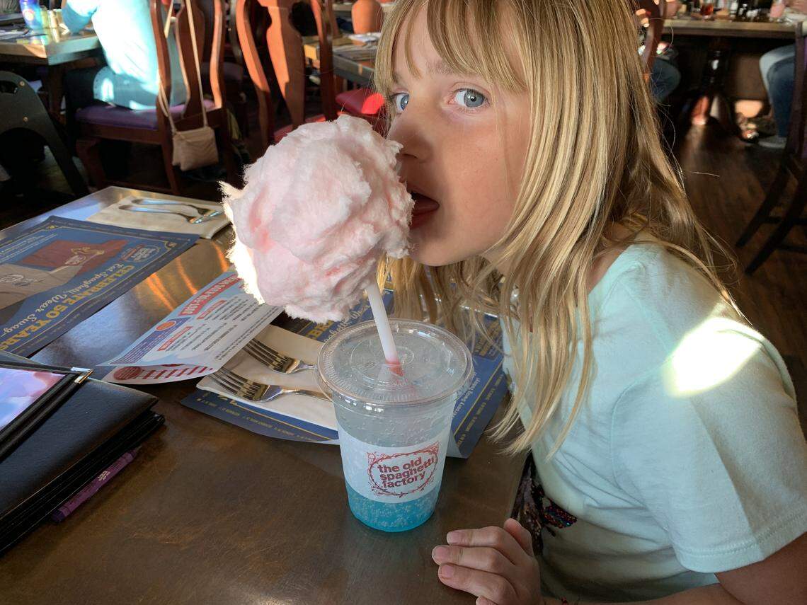 The Old Spaghetti Factory’s crazy cotton candy limeade will be the highlight of the visit for your kid.