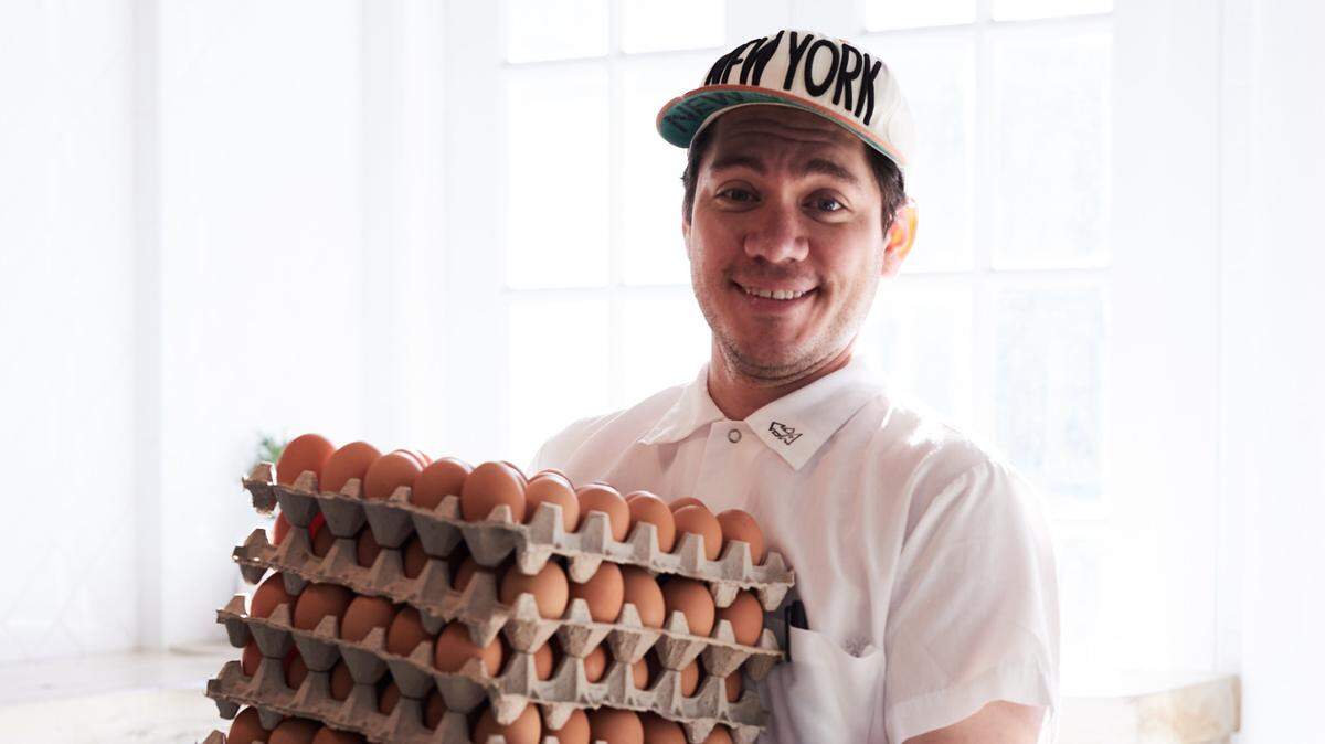 First Mile Kitchen owner Nick Korbee in his former Egg Shop restaurant in New York City