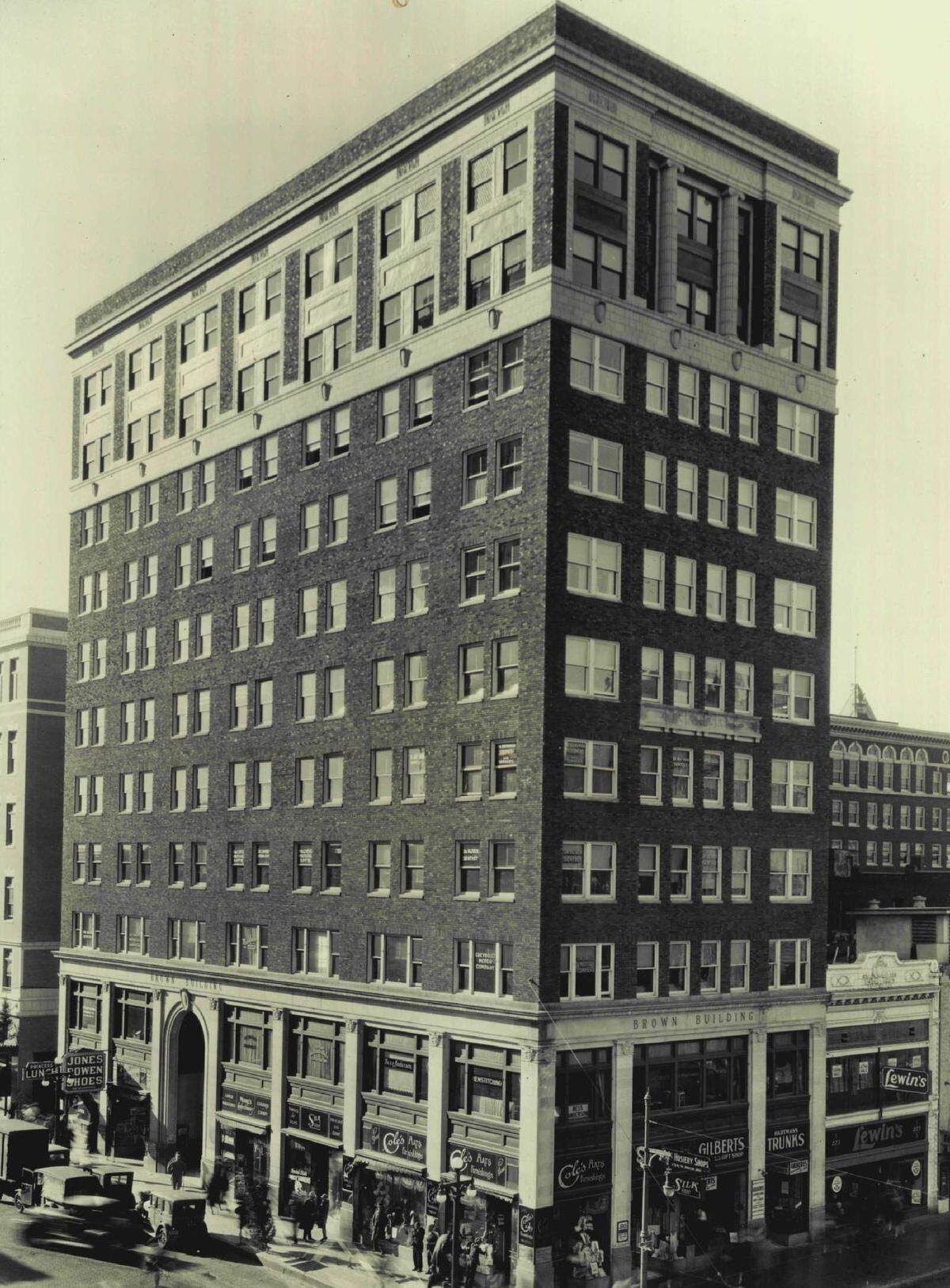 The Brown Building was completed on the southwest corner of Douglas (then Lawrence) and Broadway in 1926.