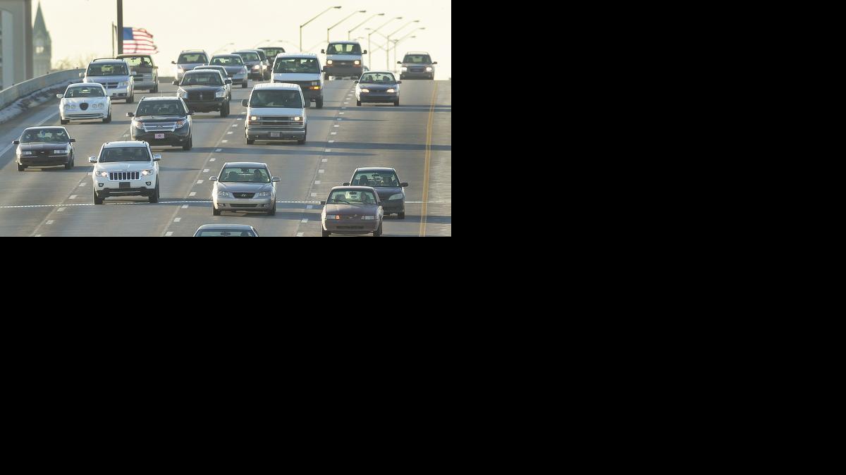 Traffic makes its way through Kellogg near downtown Wichita. (Jan. 3, 2014)

