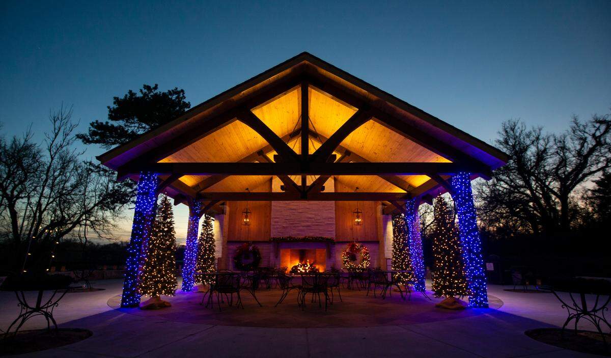 Botanica has a new fireplace pavilion in the Koch Carousel Gardens, which will be blazing throughout Illuminations.