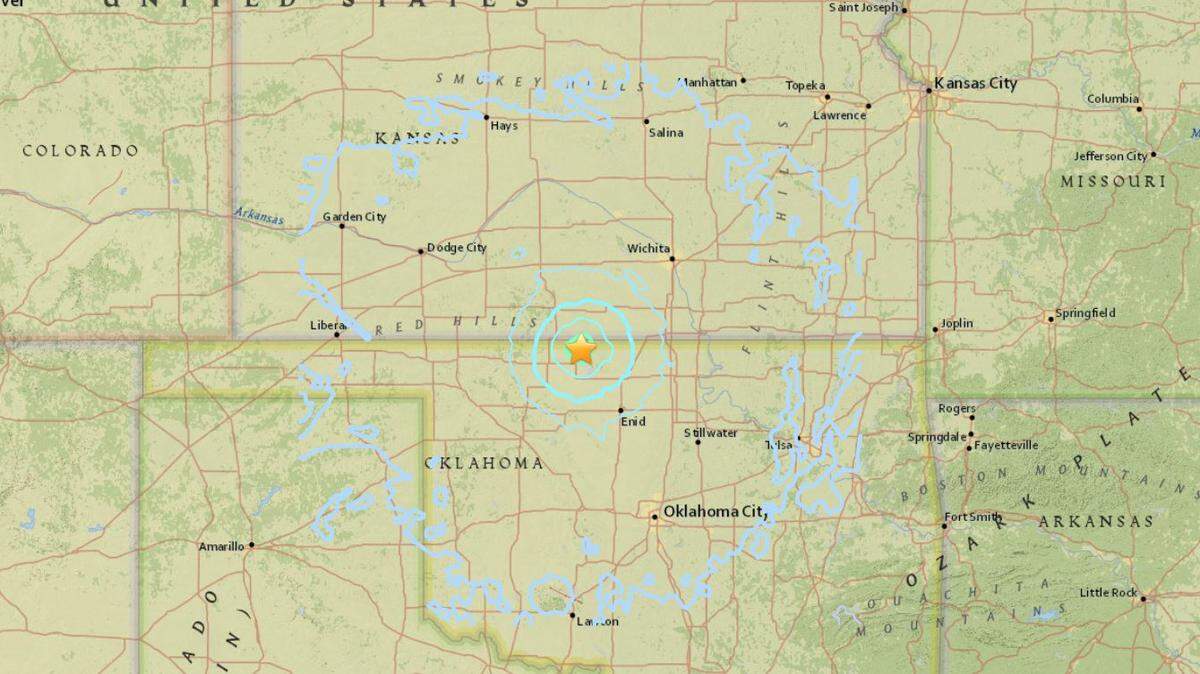 A 4.1 magnitude earthquake shook Oklahoma and Kansas on Tuesday afternoon.