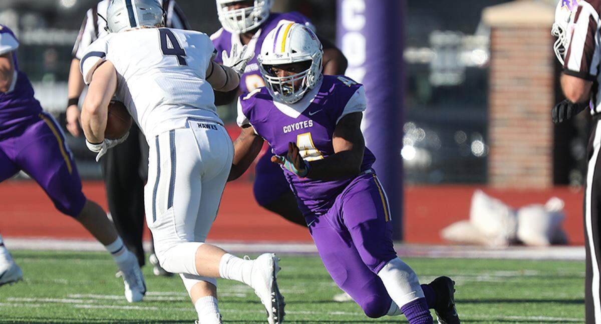 Kansas Wesleyan senior Shaq Bradford is the nation’s top defensive linemen at the NAIA level. He recorded a nation-best 35 tackles for loss and 22 sacks last season for the Coyotes.