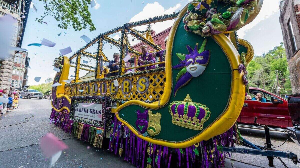 Eureka Springs, Arkansas, about 270 miles southeast of Wichita, has a 16-year Mardi Gras tradition with a full two-month calendar of events.