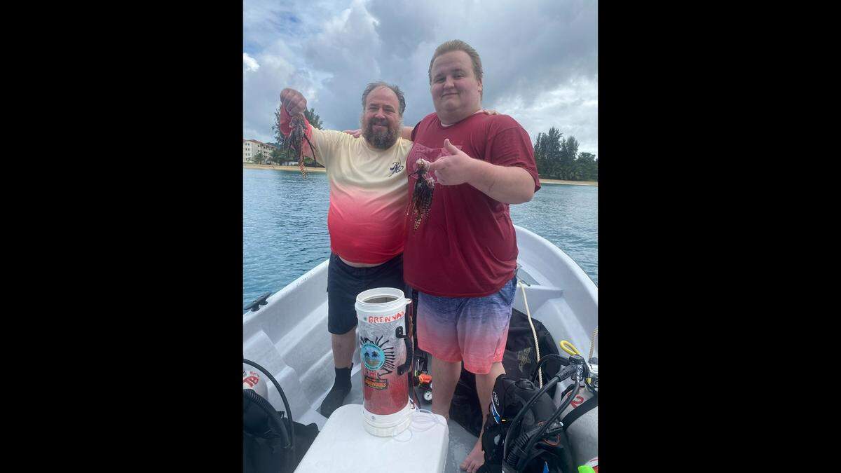 Britton Eichbauer, and his son, Arlo Eichbauer, shot these invasive lion fish during their December 2024 dive in Puerto Rico.