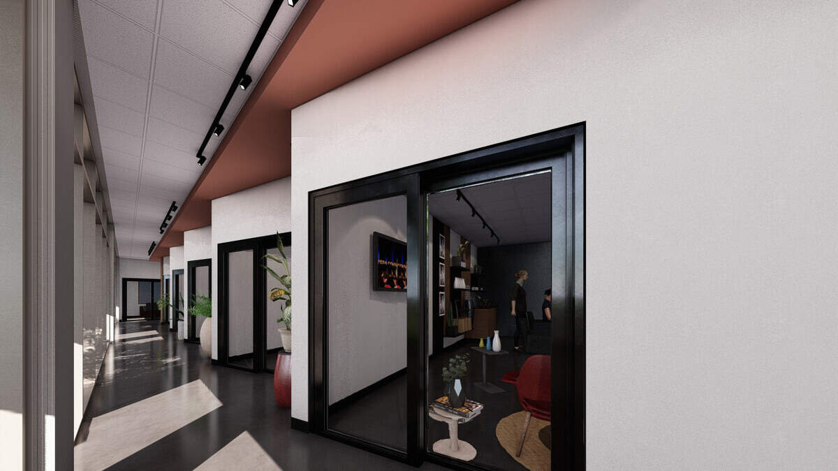 There will be a lot of natural light within the new studio spaces at the Studios on Market, many of which will be angled toward large walls of glass to the outside.