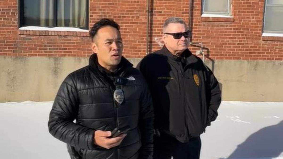 Wichita Police Public Information Officer Kris Gupilan addresses members of the media during a press conference Monday morning about a man found shot to death in the 900 block of East Indianapolis. No arrests have been made.